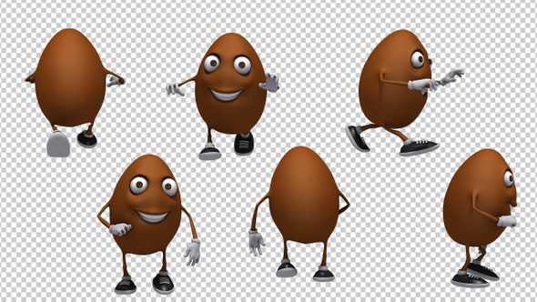 Chocolate Easter Egg 3d Character - Walk And Run Cycle (6-Pack)