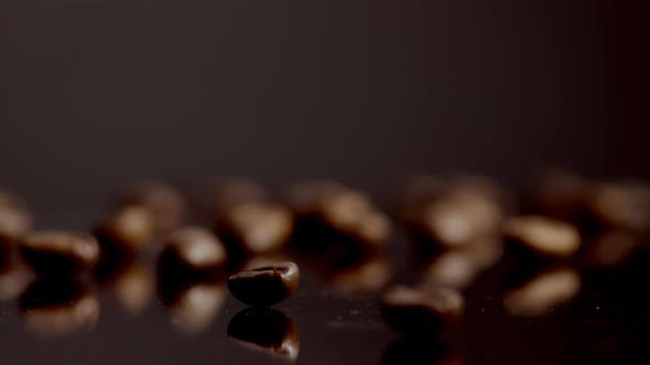 Few Coffee Beans Lying Table Closeup alt