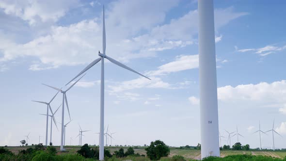 The beautiful scenery of wind turbine fields, clean energy concept