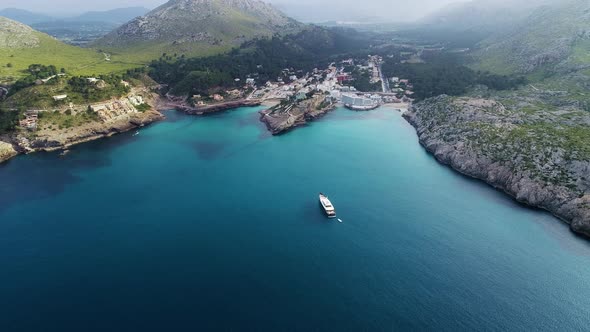 Aerial View of Boat at Seashore