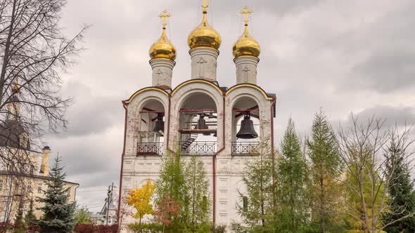 Bell Tower in Pereslavl Zalessky. St. Nicholas Convent. Golden Ring of Russia