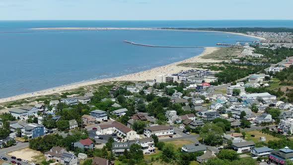 AERIAL Over Lewes Coastline, Marina And Beaches, Delaware USA alt