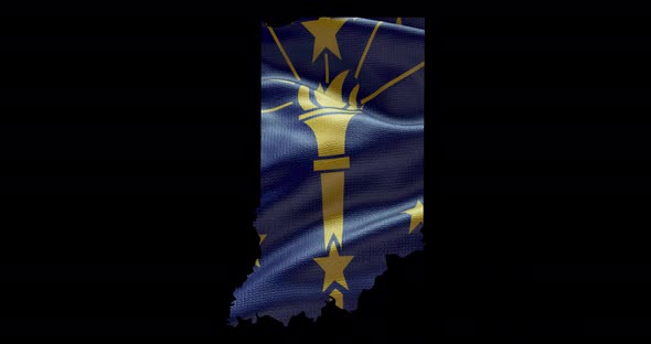 Indiana state flag waving background. Alpha channel alt
