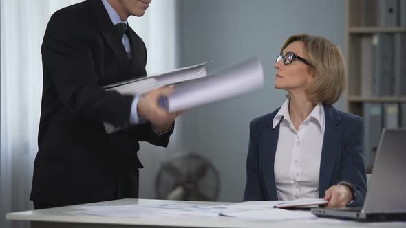 Female Staff Member of Law Firm Overloaded With Paper Work, Overtime Labor alt
