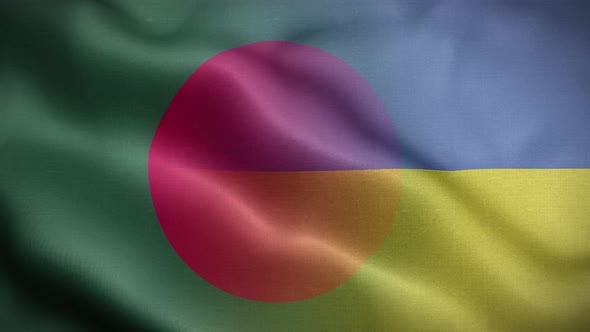 Ukraine Bangladesh Flag Loop Background 4K