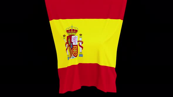 The piece of cloth falls with the flag of the State of Spain to cover the product alt