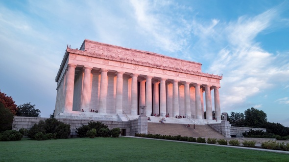 Lincoln Memorial Sunrise Time-lapse - Washington, DC - Summer - Static Wide Shot alt