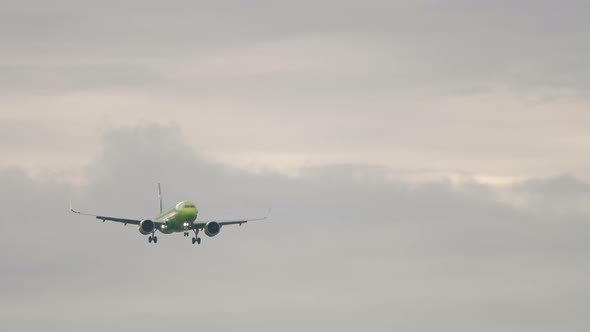 Jet Airplane Approaching Before Landing