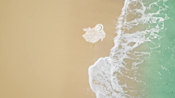 Scenic Aerial Summer Vacation on Hawaii Tourism Background Woman Empty Beach alt