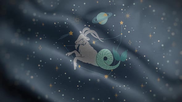 Capricorn Zodiac Horoscope Video Flag Textured Background Front HD