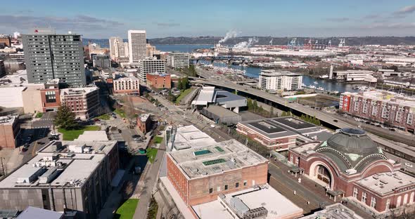 Tacoma Washington Union Station Long Fly In 4k UHD