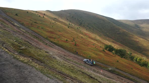 Aerial View of Off Road Car at the Trail Mountains Attraction alt