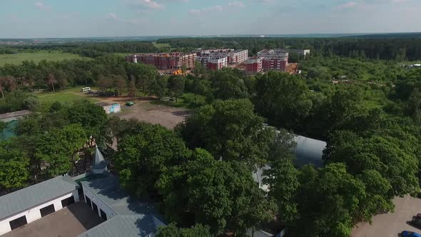 the construction of a new ,modern residential complex aerial view alt