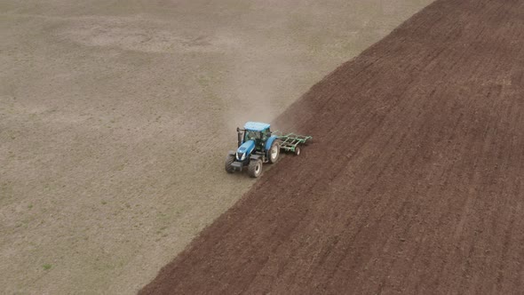Tractor Plowing Farming Soil