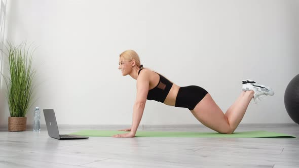 Home Gym Sportive Woman Online Fitness Lesson alt