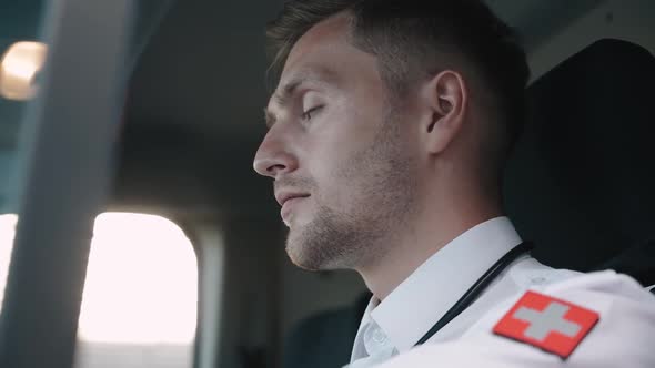 Doctor Video Footage - A Man Sitting Inside An Ambulance alt