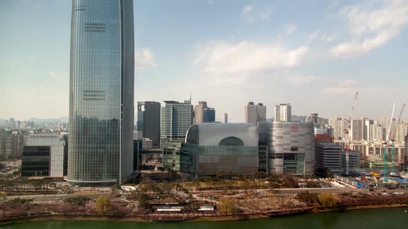 Timelapse Seoul Lotte World Mall Tower Reflecting Cityscape alt