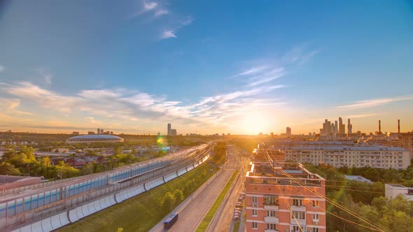 The Third Ring Road at Sunset Timelapse Aerial View From Rooftop alt