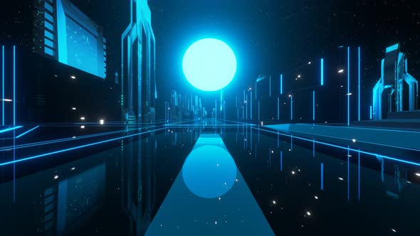 Vj Abstract Neon Concept of Scifi Corridor