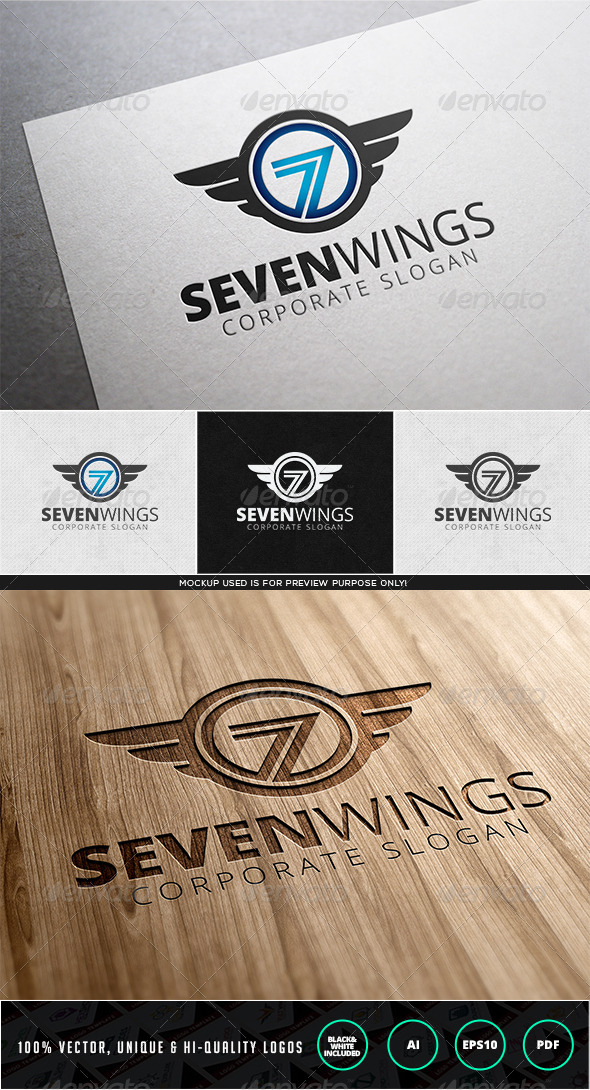 Seven Wings Logo Template - Numbers Logo Templates