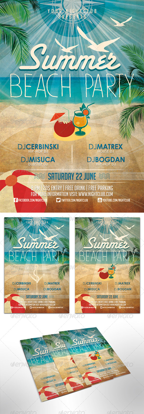Summer Beach Party Flyer - Clubs & Parties Events