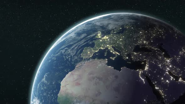 Animation of satellite view of Earth during the night alt