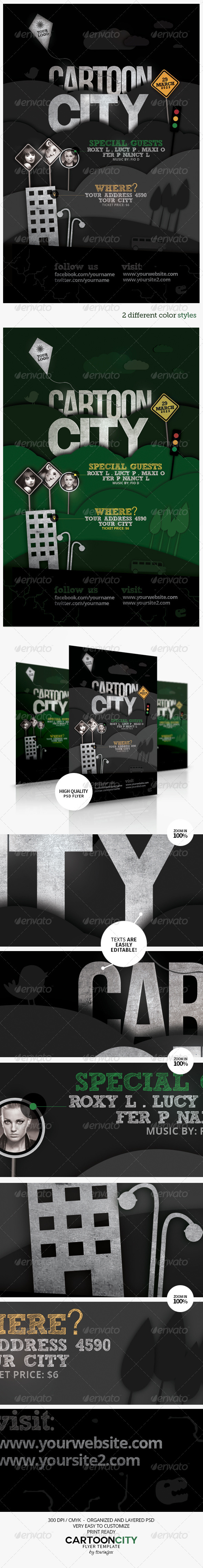 Cartoon City Flyer Template - Events Flyers