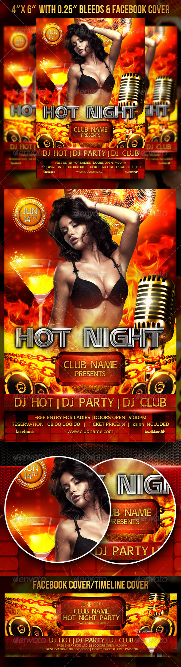 Hot Night Party Flyer/ FB Cover - Clubs & Parties Events