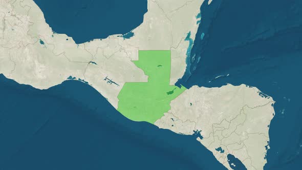 Zoom in to the Map of Guatemala with Text Textless and with Flag alt