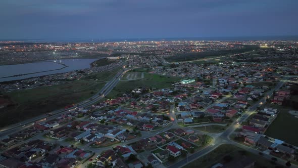 Aerial View of Neighborhood Shot During Dusk