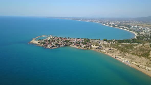 Side, Mediterranean Sea Coast, Touristic Beach of Peninsula, Antalya, Turkey