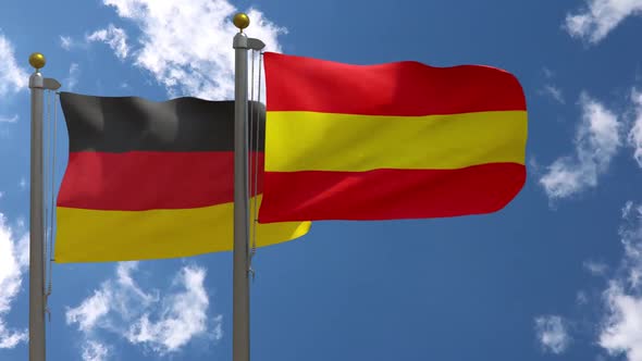 Germany Flag Vs Karlsruhe City Flag on Flagpole alt