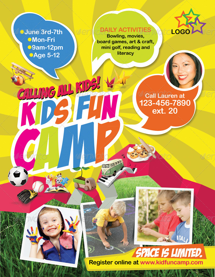 Kids Fun Camp Flyer, Print Templates | GraphicRiver