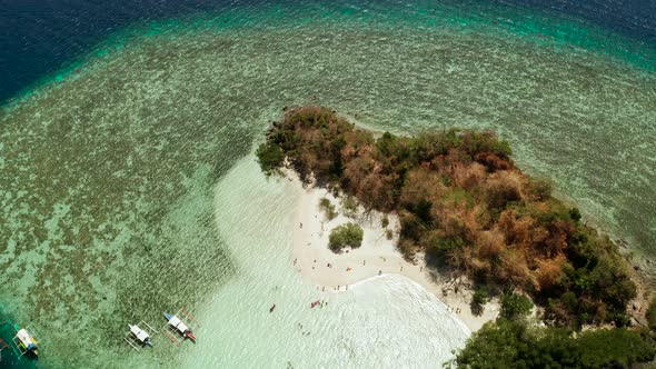 Small Torpical Island with White Sandy Beach, Top View alt