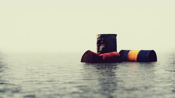 Industrial Barrels Thrown Into the Lake for Garbage and Make a Pollution alt