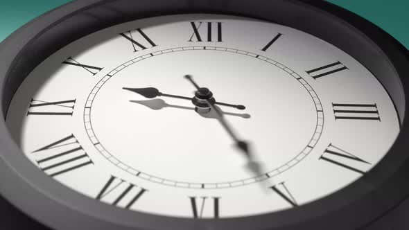 Clock Face On Cyan Blue Aquamarine Sea Green Wall alt