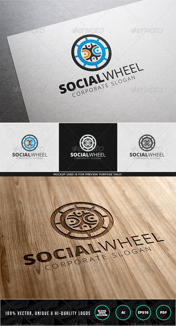 Social Wheel Logo Template - Humans Logo Templates