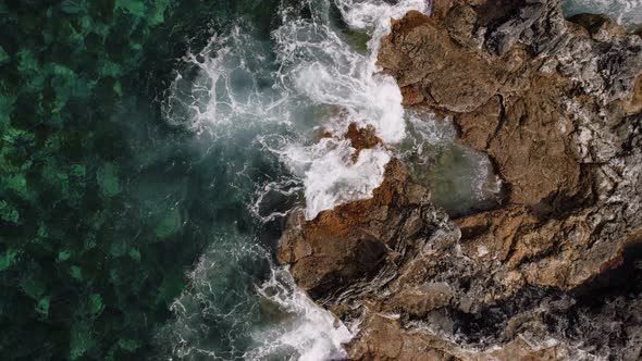 Waves Breaking on Atlantic Ocean Shore of Azores alt