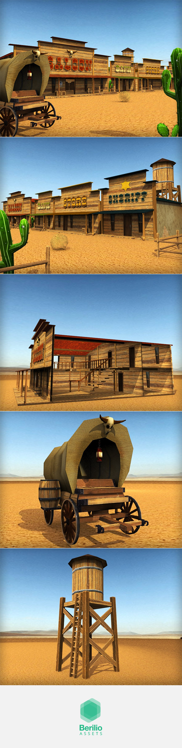 Low Poly Cartoonish Western Pack - 3DOcean Item for Sale