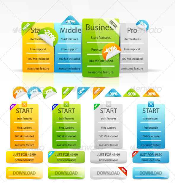 Price Tables - Web Elements Vectors
