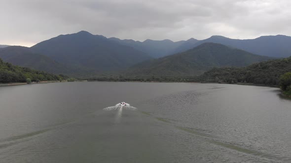 Aerial view of Kvareli Lake in Georgia alt