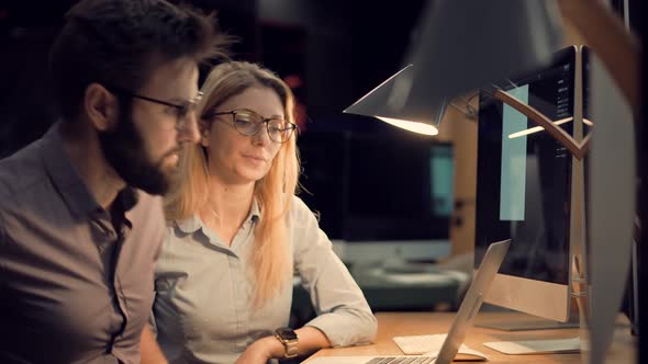 Discussing Planning Marketing Meeting Work.Coworkers Brainstorm In Corporate Online.Business Project alt