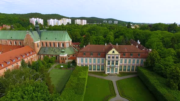 Aerial view of the Oliwa park in Sopot, Poland alt