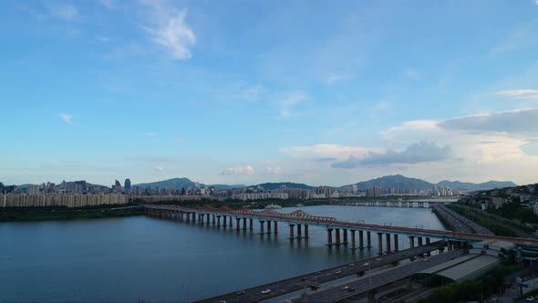 Korea Seoul Han River Dongho Bridge Road Traffic