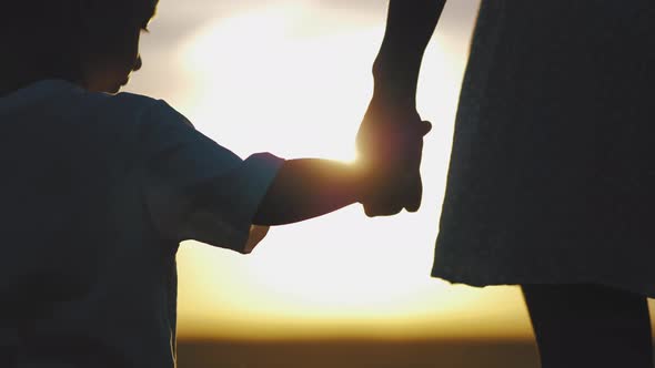 People Together Hold Hands at Sunset alt