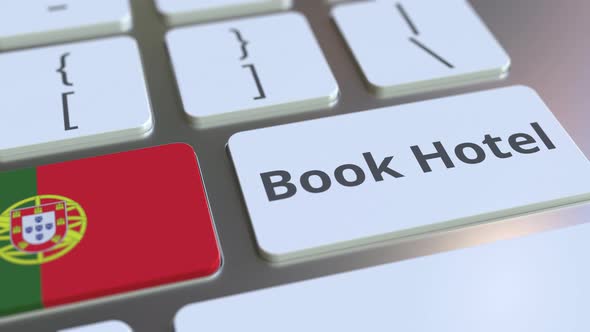 BOOK HOTEL Text and Flag of Portugal on the Buttons alt