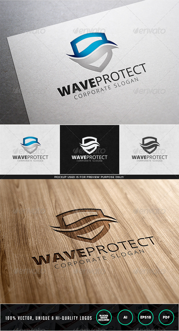 Wave Protect Logo Template - Objects Logo Templates
