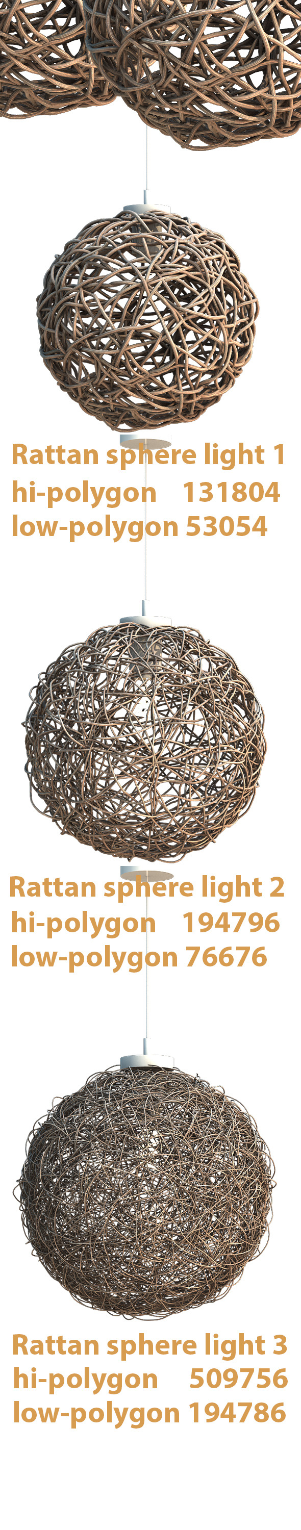 Sphere Rattan Light - 3Docean 7989531