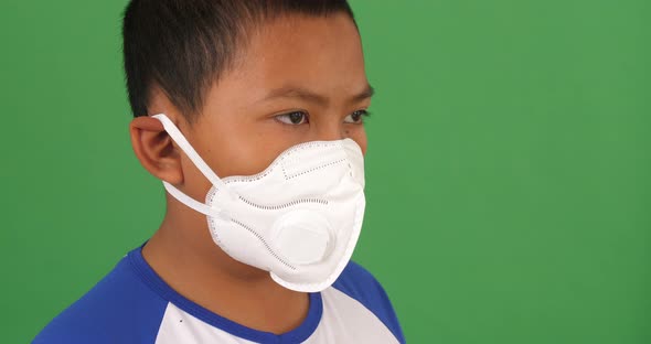 Asian Man In Protective Mask, Green Screen alt