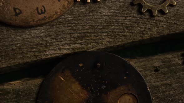 Rotating stock footage shot of antique and weathered watch faces - WATCH FACES 084 alt